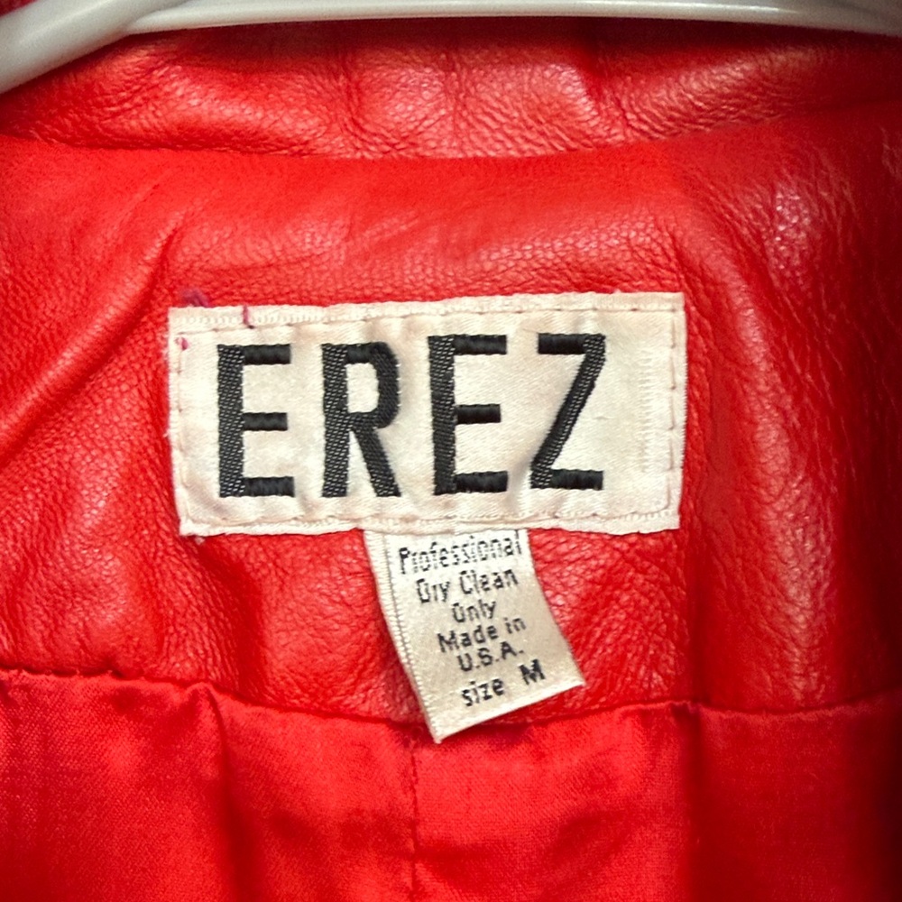 Vintage Erez Women's Red Leather Jacket - Picture 2 of 8